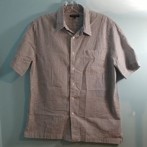 George classics mens white and gray short sleeve button up Medium